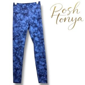 Athleta Girl High Rise Printed Chit Chat Tights Blue Size 12 Active Core